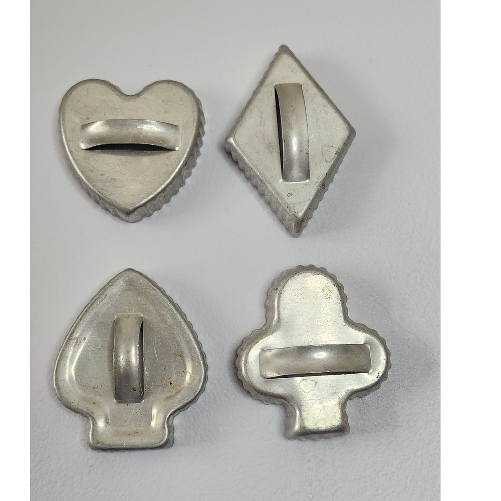 Vintage Aluminum Playing Card Suit Cookie Cutter Set Heart Diamond Spade Club